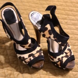 Dior Black and Brown Leopard Heels